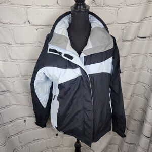 COLUMBIA Convert Ski Jacket Womens L Waterproof Insulated Black Retro Vintage‎